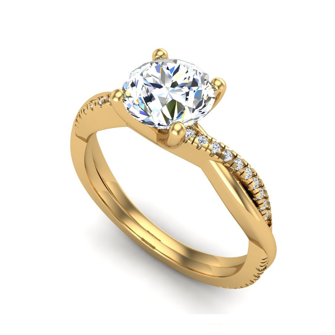 Twirl Diamond Pave Ring Engagement Ring in $14K Yellow Gold 18K Yellow Gold$