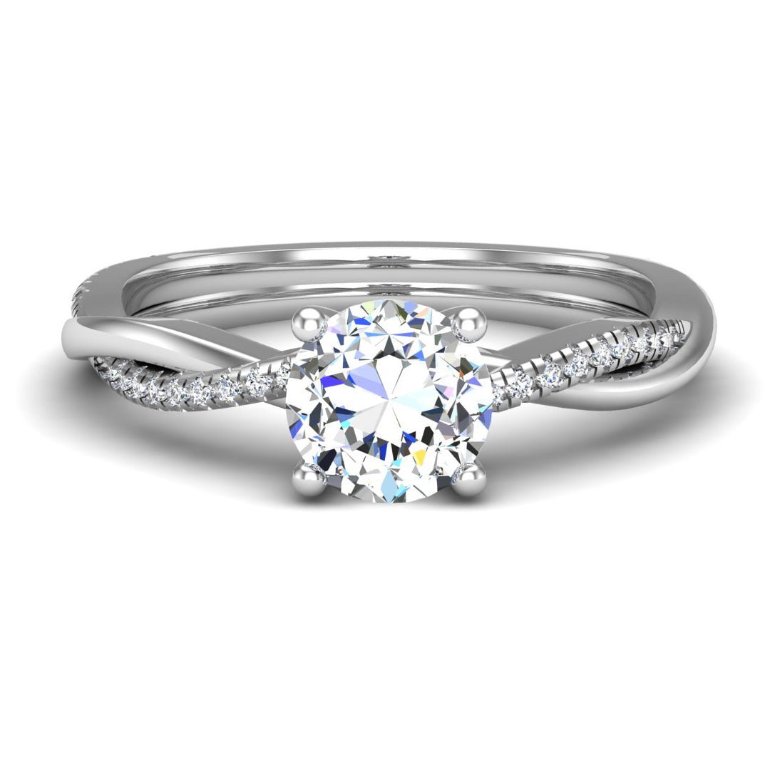 Twirl Diamond Pave Ring Engagement Ring in $14K White Gold 18K White Gold Platinum$ 