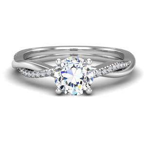 Twirl Diamond Pave Ring Engagement Ring in $14K White Gold 18K White Gold Platinum$ 