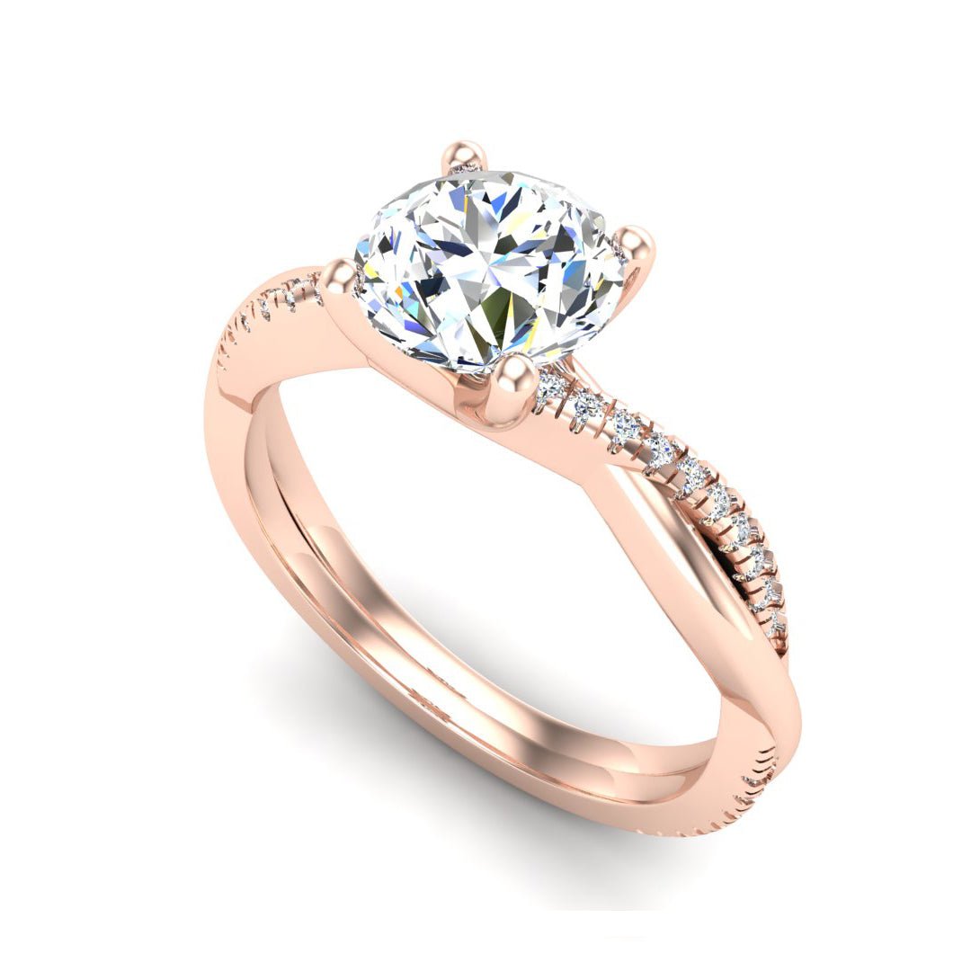 Twirl Diamond Pave Ring Engagement Ring in $14K Rose Gold 18K Rose Gold$