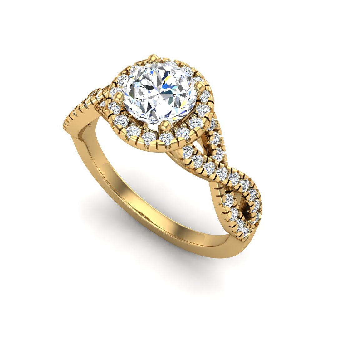 Willow Twist Halo Ring Engagement Ring in $14K White Gold 18K White Gold Platinum$