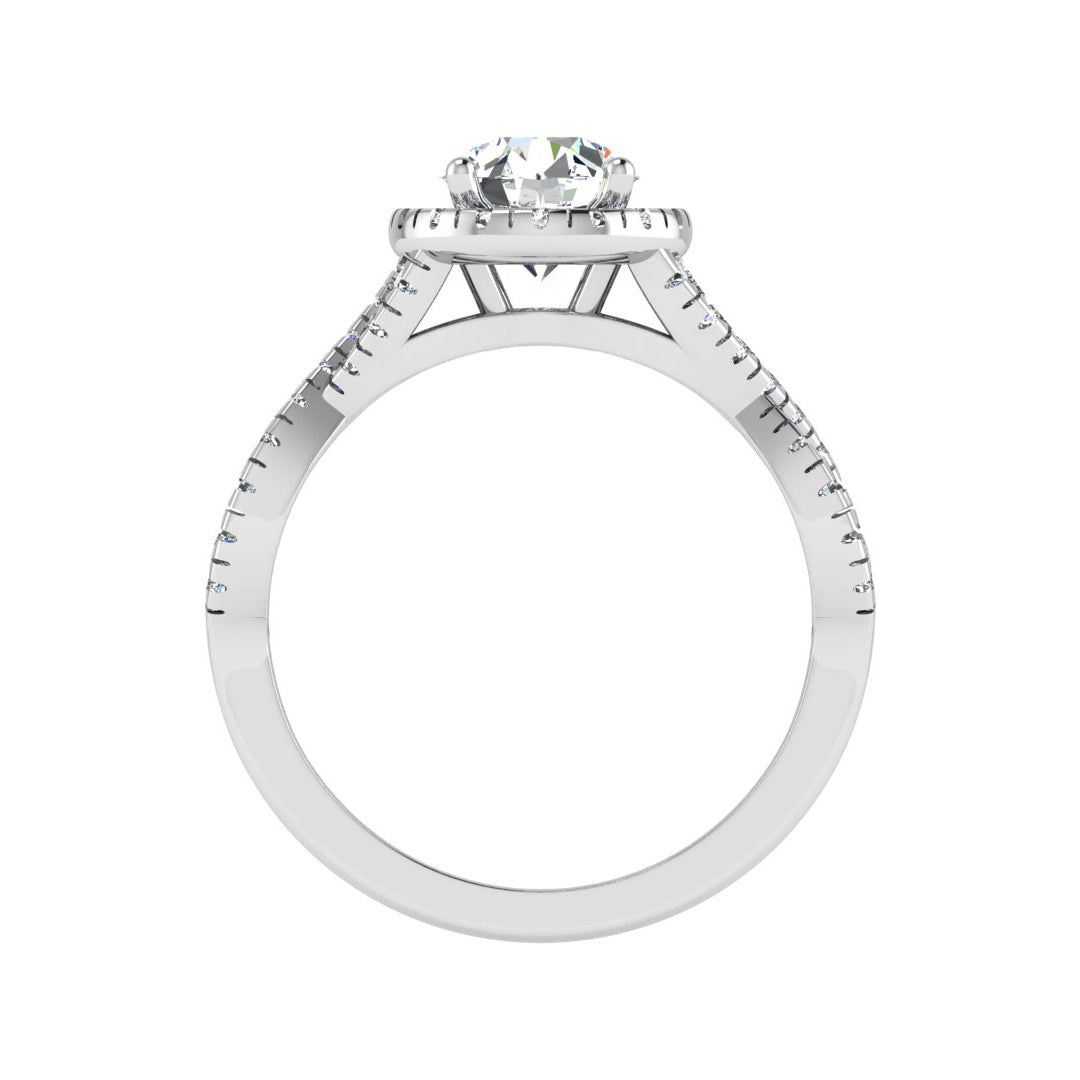 Willow Twist Halo Ring Engagement Ring in $14K White Gold 18K White Gold Platinum$