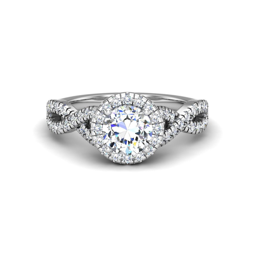 Willow Twist Halo Ring Engagement Ring in $14K White Gold 18K White Gold Platinum$