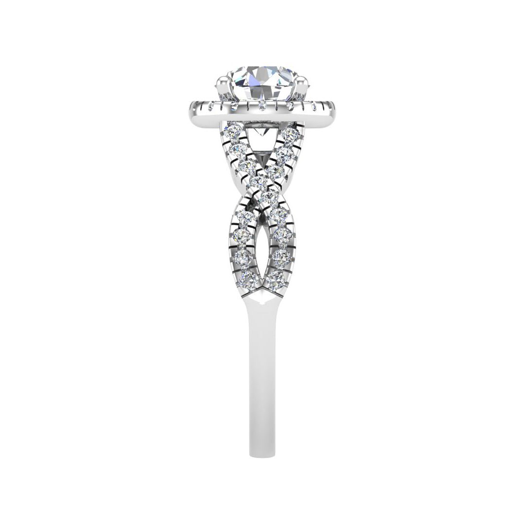 Willow Twist Halo Ring Engagement Ring in $14K White Gold 18K White Gold Platinum$