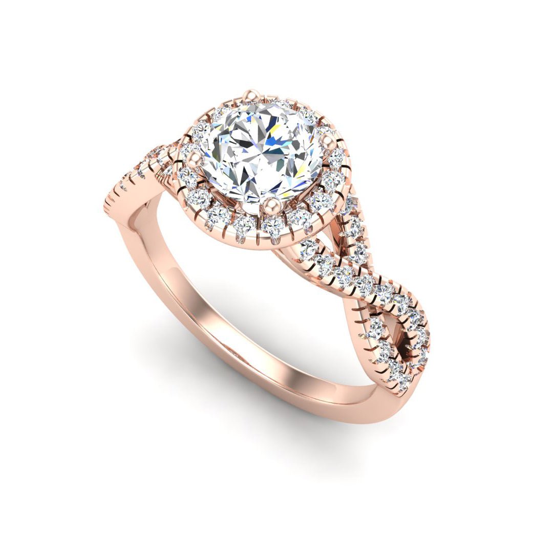 Willow Twist Halo Ring Engagement Ring in $14K Rose Gold 18K Rose Gold$